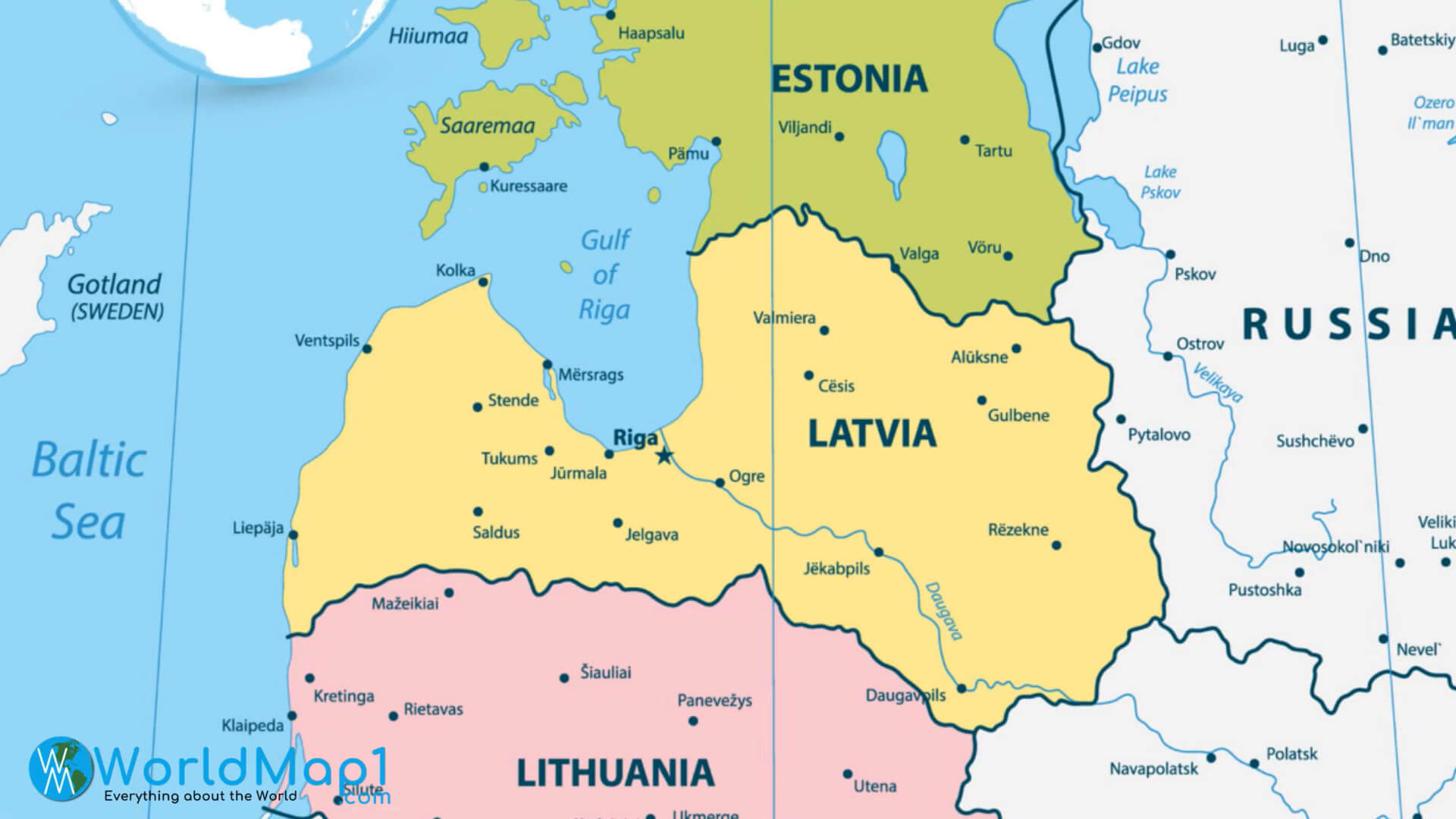 Lithuania Map with Latvia